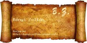 Bényi Zoltán névjegykártya